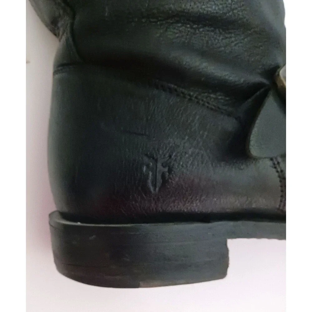 FRYE Veronica Short Blk Leather Harness Engineer Biker Boot 8.5 Made Mexico